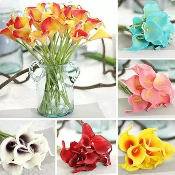 1 букет искусственная свадебная цветочная композиция Каллали домашняя вечеринка DIY Декор белый/фиолетовый