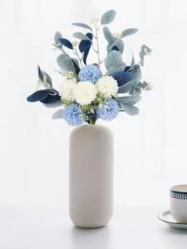 1 букет Искусственные цветы гортензии Поддельные цветы Хризантема Шелковые цветы для декора композиции Домашний декор обеденного стола в помещении королевский синий
