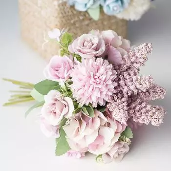 1 букет искусственных цветов Алисы для невесты, дома, свадьбы, вечеринки фиолетовый