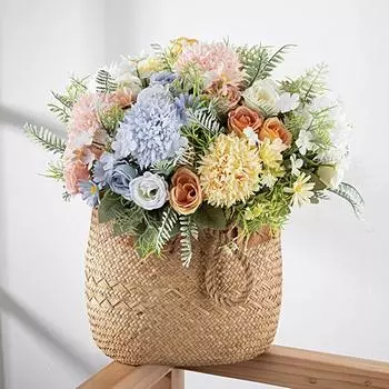 1 букет искусственных цветов без полива, реквизит для фотосъемки, тканевый художественный практичный 5-вилочный букет «сделай сам», искусственный цветок, аксессуары для невесты розовый