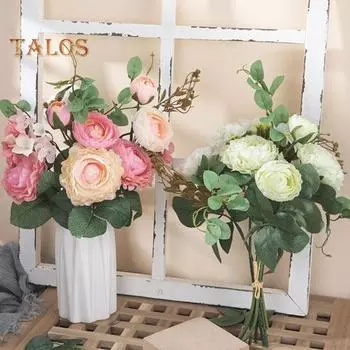 1 букет искусственных цветов без полива, создание жизненной силы, экологически чистые популярные искусственные искусственные цветы, украшение для букета невесты розы красного