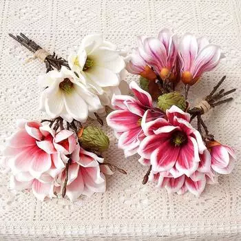 1 букет искусственных цветов для домашнего декора Real Touch Имитация шелкового букета Красивый свадебный декор Магнолия Роза Бабочка Орхидея