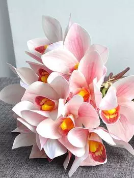 1 букет искусственных цветов искусственная орхидея искусственный цимбидиум декоративные цветы магнолия настоящие сенсорные цветы домашний декор свадебное украшение детские розовый
