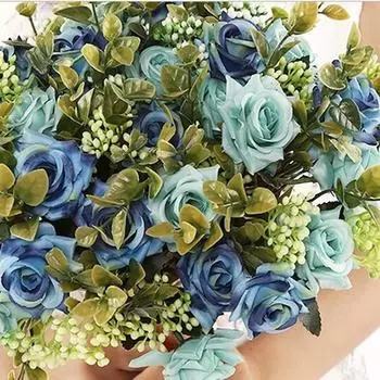 1 букет искусственных цветов искусственные розы цветы винтажный декор шелковые завитые розы цветочный букет стол домашний свадебный декор ремесла декор для вечеринки светло-фиолетовый