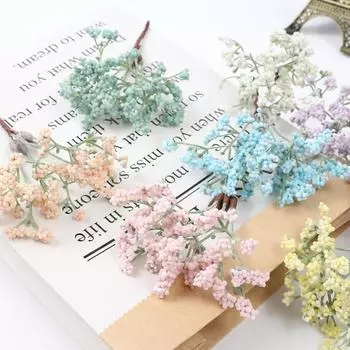 1 букет искусственных гипсофил не выцветает не требует ухода реалистичный внешний вид декоративный не увядающий головной убор своими руками изысканные детали жёлтый