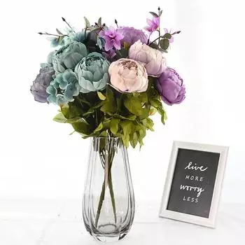 1 букет искусственных пионов чайной розы цветы камелии шелковые искусственные цветы флорес для домашнего сада свадебное украшение своими руками темно-красного