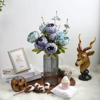 1 букет искусственных пионов чайной розы цветы камелии шелковые искусственные цветы флорес для домашнего сада свадебное украшение своими руками темно-красного