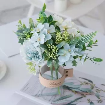 1 букет, искусственный цветок, износостойкий, не увядающий, реалистичный яркий пион, искусственное растение для вечеринки синий