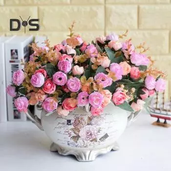 1 букет, искусственный пластиковый цветок розы, растение для дома, офиса, магазина, украшение
