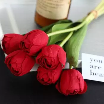 1 букет из 6 тюльпанов, искусственные цветы, настоящие искусственные цветы для мамы, подарки на День святого Валентина, искусственный роскошный тюльпан для украшения дома и свадьбы розовый