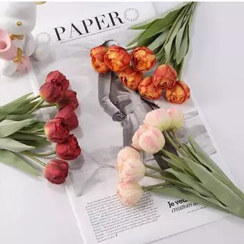 1 букет из 7 тюльпанов со стеблем, искусственные цветы, реалистичные искусственные цветы, шелковые цветы, свадебный букет, украшения для дома на вечеринку белый