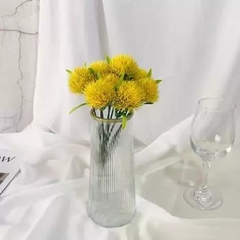 1 букет из пластиковых цветов, искусственные цветы, зеленые, настоящие, на ощупь, одуванчики, искусственные растения, украшение для дома, улицы, помещения горячий розовый