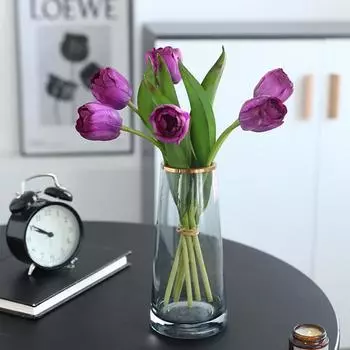 1 букет настоящих тюльпанов, искусственные цветы, 6 головок, искусственные цветы для мамы, подарки на День святого Валентина, искусственные роскошные тюльпаны для украшения дома и свадьбы розовый