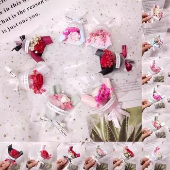 1 Букет подарков Гипсофила растения Мини Букет Роза Пампасная трава Настоящий натуральный сухоцвет