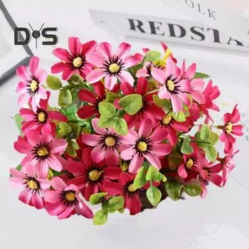 1 букет, простой в уходе искусственный цветок орхидеи, не увядший, красивый, 20 головок, искусственный ручной букет, цветок из искусственного шелка оранжевый/жёлтый