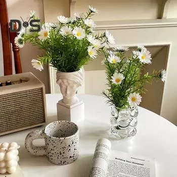 1 букет, реалистичный искусственный цветок, 15 вилок, устойчивый к выцветанию, без полива, реалистичное искусственное растение, украшение для дома белый