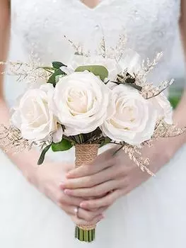 1 букет Романтическая искусственная роза Свадебный букет Свадебные букеты Букет подружки невесты для свадебного стола Вечеринка Украшение дома шампанского