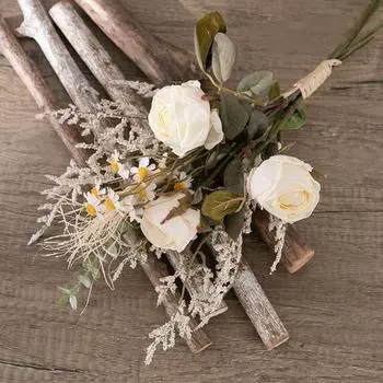 1 букет шелковых роз букет невесты держащая искусственный цветок искусственные цветы белый