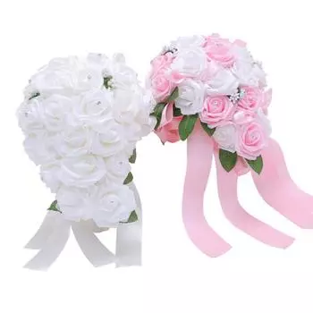 1 букет со стразами, искусственные розы, цветочный сад, свадебный декор для сцены и вечеринки оранжевый