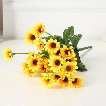 1 Bunch, 24 Sunflower Simulation Flowers, Home Living RoomDecoration Flowers, Party Wedding Decoration Bouquet