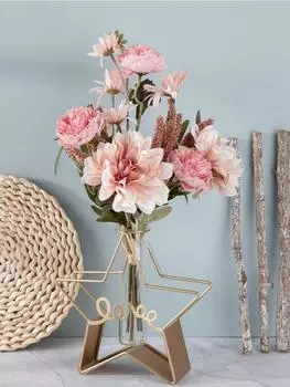 1 Bunch Artificial Plants Silk Flowers for Home Wedding Christmas Decor Bedroom Centerpiece Table Arrange Bride Holding Fake Bouquet розовый