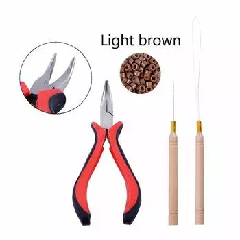 1 бутылка/100 шт. 5 мм микро звенья/бусины + 2 шт. игла для вытягивания + 1 шт. плоскогубцы для наращивания волос набор инструментов