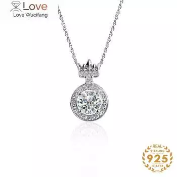 1 Carat Real Moissanite Pendant Necklace For Women Top Quality 100% 925 Sterling Silver Wedding Fine Jewelry Gift 45cm