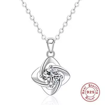 1 Carat S925 Sterling Silver Pendant, Four-Leaf Clover Moissanite Necklace, Fashion Collarbone Chain, Japanese And Korean Sterling Silver Necklace. 925 Silver