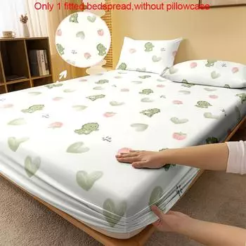 1 Cartoon Cute Animal Dinosaur Printed Matte Fitted Sheet, Bedroom Printed Bed Cover, Bedding (Excluding Pillowcases) 71x132cm