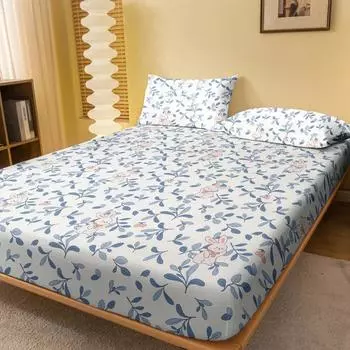 1 Cartoon Cute Plant Flower Rabbit Printed Matte Fitted Sheet, Bedroom Printed Bed Cover, Bedding (Excluding Pillowcases) 71x132cm