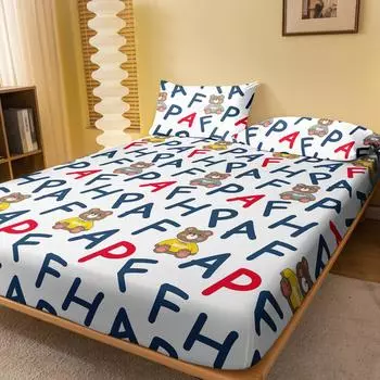 1 Cartoon Fun Animal Printed Matte Fitted Sheet, Bedroom Printed Bed Cover, Bedding (Excluding Pillowcases) 71x132cm
