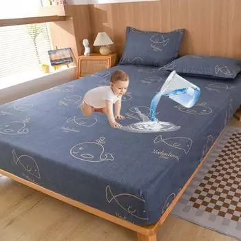 1 Cartoon Fun Animal Printed Matte Fitted Sheet, Bedroom Printed Bed Cover, Bedding (Excluding Pillowcases) Twin