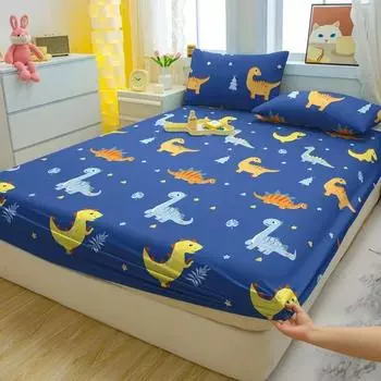 1 Cartoon Fun Animal Printed Matte Fitted Sheet, Bedroom Printed Bed Cover, Bedding (Excluding Pillowcases) 71x132cm