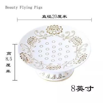1 ceramic gold-plated lotus plate Guanyin God of Wealth offering Feng Shui ornament and fruit plate on the altar