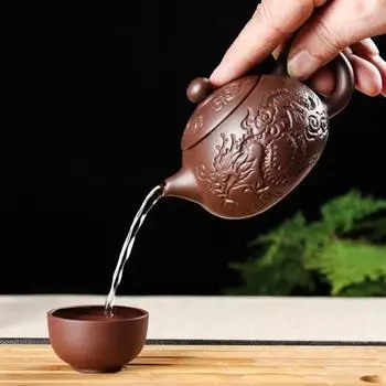 1 чайник и 4 чашки без основания Yixing Purple Sand Tea Set Travel Portable Tea Suit Китайская чайная церемония Товары Товары Chinos brown Xishi Pot