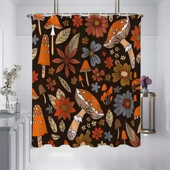 1 часть занавески для душа с цифровой печатью в виде оранжевого гриба размером 180x180 см, водонепроницаемая и устойчивая к плесени ванная комната 180x180cm