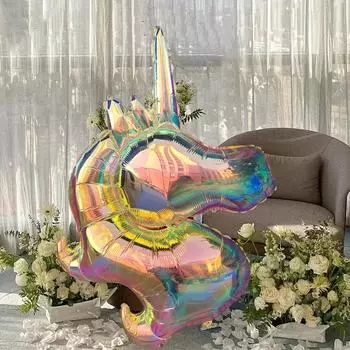 1 цветной голографический маленький воздушный шар из алюминиевой пленки в виде головы лошади для украшения Дня святого Валентина, свадьбы, дня рождения, вечеринки, вечеринки