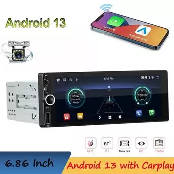 1 Din Android Car Radio Wireless CarPlay Android-Auto Wifi Bluetooth Handsfree GPS FM RDS USB 6.86 IPS экран Головное устройство BD6021A