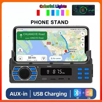 1 Din автомобильный радиоприемник MP3 стереосистема Поддержка USB TypeC TF AUX вход Bluetooth FM подставка для телефона универсальный мультимедийный проигрыватель MP3 radio only