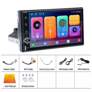 1 Din Carplay Android-авто Автомобильное радио HD Мультимедиа MirrorLink Стерео Bluetooth USB 2 + 32G 7 дюймов GPS-навигация FM 2+32CP