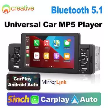 1 Din Carplay Автомобильное радио Стерео 5-дюймовый HD сенсорный экран Bluetooth Авто Мультимедиа MP5-плеер FM-приемник USB Mirror Link mp5 player only