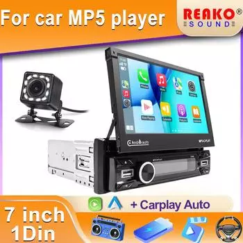 1 Din стерео 7 дюймов выдвижной экран Carplay Android Auto Мультимедиа Видео MP5 Плеер BT FM USB Android Головное устройство 1pcs