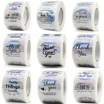 1 дюйм около 500 шт. круглые наклейки «Спасибо за ваш заказ» «Счастливая почта» красочные цветочные серебряные наклейки ручной работы с печатью «сделай сам» 2.5cm/1inch