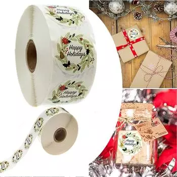 1-дюймовые рождественские наклейки Рождественские бирки Рулонные этикетки Круглые наклейки с клеем One Size