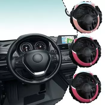 1 дышащая сетчатая ткань милый котенок автомобиль без внутреннего 14.5-15 чехла автомобильные принадлежности для рулевого колеса подходит для дюймов Q9Q2 розовый