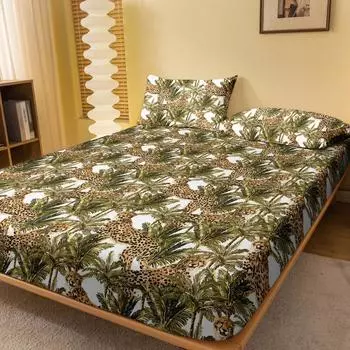 1 Fashion And Simple Modern Plant Animal Printed Matte Bed Sheet, Bedroom Printed Bed Cover, Bedding (Excluding Pillowcases) 71x132cm