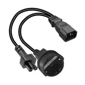 1 фут IEC 320 C14 - C5 + EU4.8MM силовой кабель, C14 Male - C5 + EU4.8MM Female Y-разветвитель кабель-переходник переменного тока для принтеров