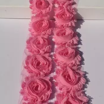 1 год 2,5 дюйма Потертый шифоновый цветок кружево для новорожденных девочек повязки на голову аксессуары для волос малыши ромпер платье шитье цветы