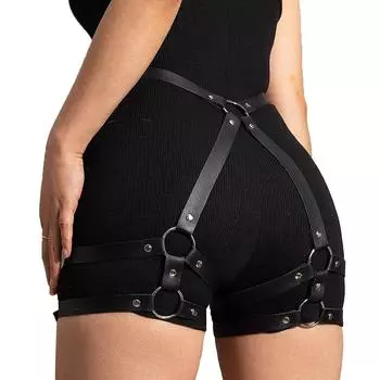 1 Готический двухслойный поясной ремень, кожаный ремень на бедро, ремень на ногу, женский ремень для чулок, готический ремень для чулок One size чёрный