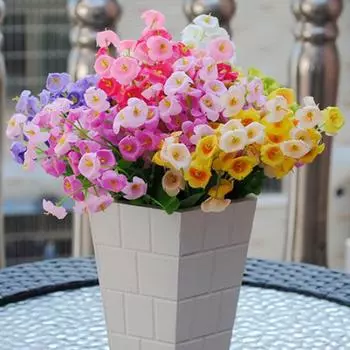 1 х букет/60 головок искусственный поддельный цветок колокольчика лист свадебный декор красный